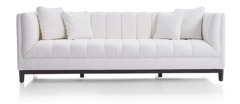 Casa Padrino Luxus Wohnzimmer Set Weiß / Schwarz / Messing - 2 Luxus Sofas & 2 Luxus Sessel & 1 Luxus Couchtisch - Wohnzimmer Möbel - Luxus Möbel - Luxus Einrichtung - Wohnzimmer Einrichtung