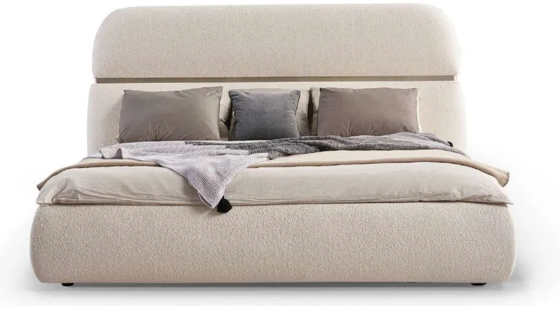 Casa Padrino Luxus Doppelbett Creme / Gold 230 x 244 x H. 130 cm - Massivholz Bett mit Kopfteil - Schlafzimmer Möbel - Hotel Möbel - Luxus Möbel - Luxus Einrichtung