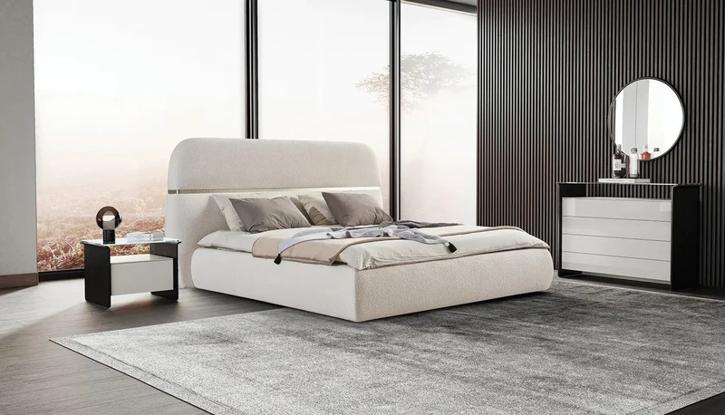Casa Padrino Luxus Doppelbett Creme / Gold 230 x 244 x H. 130 cm - Massivholz Bett mit Kopfteil - Schlafzimmer Möbel - Hotel Möbel - Luxus Möbel - Luxus Einrichtung