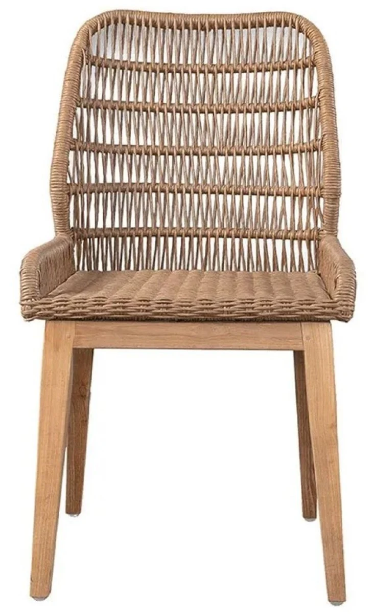 Casa Padrino Luxus Esszimmer Stuhl Braun / Naturfarben 50 x 60 x H. 90 cm - Luxus Garten Stuhl mit edlem Rattangeflecht - Esszimmer Möbel - Garten Möbel - Rattan Möbel - Luxus Möbel