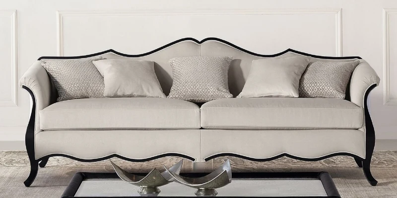 Casa Padrino Luxus Art Deco Sofa Grau / Schwarz - Handgefertigtes Wohnzimmer Sofa - Wohnzimmer Möbel - Art Deco Möbel - Luxus Möbel - Luxus Qualität - Made in Italy