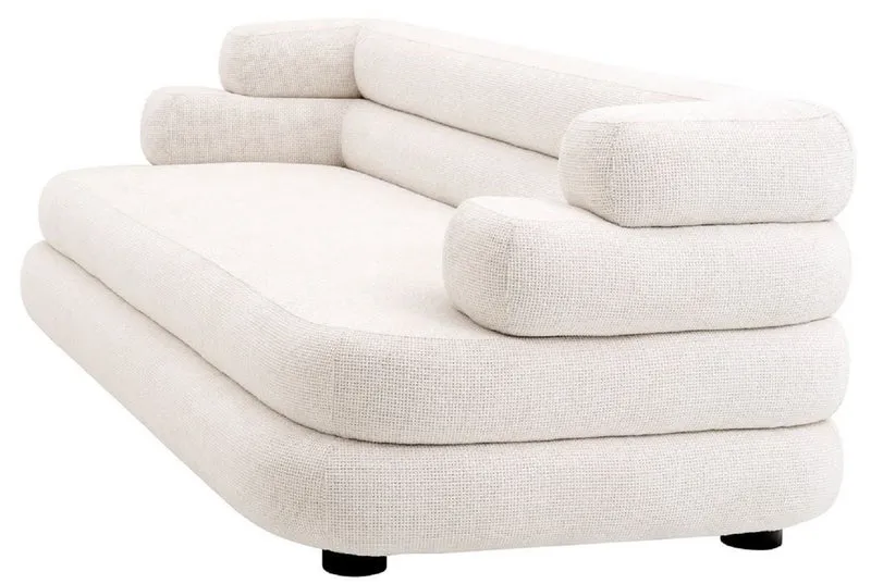 Casa Padrino Luxus Sofa Weiß / Schwarz 220 x 92 x H. 68 cm - Wohnzimmer Sofa - Hotel Sofa - Wohnzimmer Möbel - Hotel Möbel - Luxus Möbel - Luxus Einrichtung