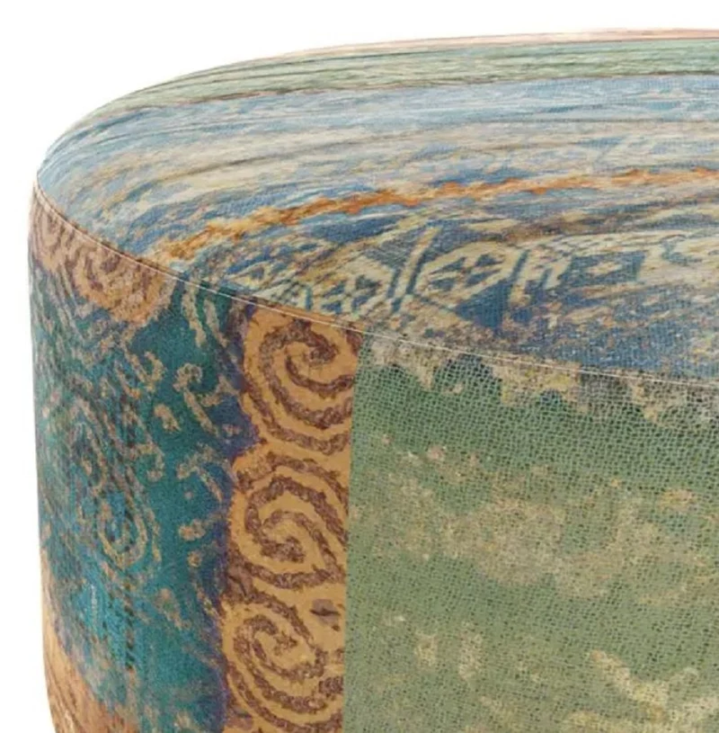 Casa Padrino Luxus Fußhocker Mehrfarbig Ø 75 x H. 30 cm - Runder Samt Hocker - Wohnzimmer Möbel - Hotel Möbel - Luxus Möbel - Luxus Einrichtung