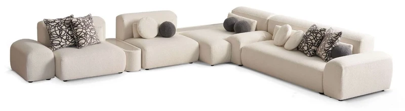 Casa Padrino Luxus Ecksofa Creme 431 x 400 x H. 73 cm - Wohnzimmer Sofa - Wohnzimmer Möbel - Luxus Möbel - Luxus Wohnzimmer Einrichtung