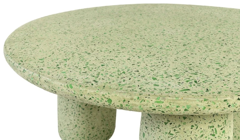 Casa Padrino Luxus Couchtisch Grün Ø 80 x H. 40 cm - Runder Terrazzo Naturstein Wohnzimmertisch - Wohnzimmer Möbel - Naturstein Möbel - Luxus Möbel - Luxus Einrichtung