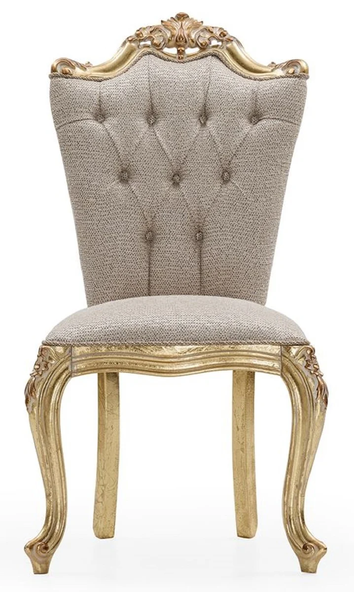 Casa Padrino Luxus Barock Esszimmer Stuhl 6er Set Grau / Gold - Prunkvolle Barockstil Küchen Stühle - Luxus Esszimmer Möbel im Barockstil - Barock Esszimmer Möbel - Barockstil Möbel