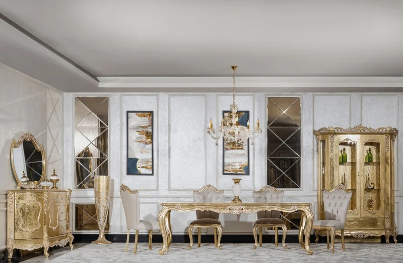 Casa Padrino Luxus Barock Esszimmer Stuhl 6er Set Grau / Gold - Prunkvolle Barockstil Küchen Stühle - Luxus Esszimmer Möbel im Barockstil - Barock Esszimmer Möbel - Barockstil Möbel