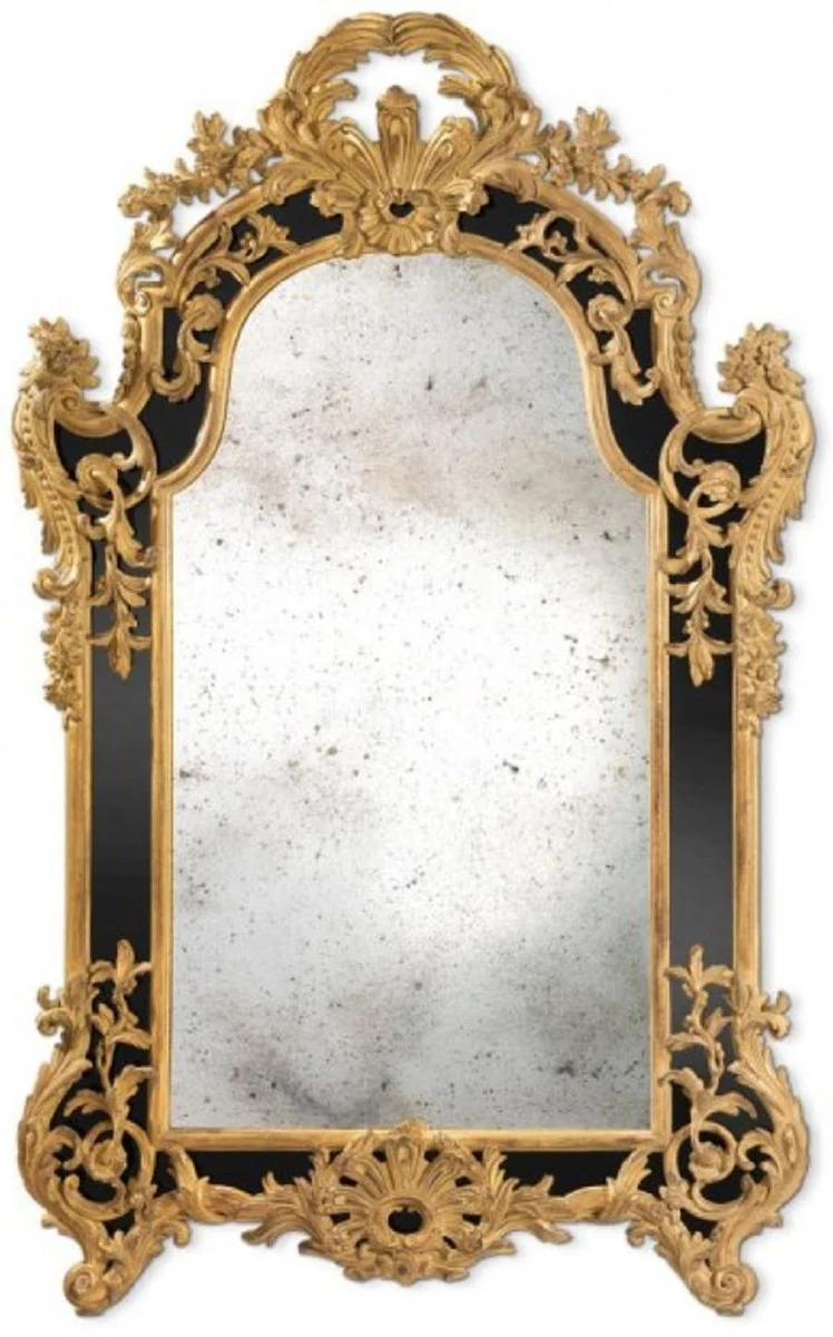 Casa Padrino Luxus Barock Spiegel Gold / Schwarz - Handgefertigter italienischer Barockstil Wandspiegel - Luxus Möbel im Barockstil - Prunkvolle Barock Möbel - Made in Italy - Luxus Kollektion