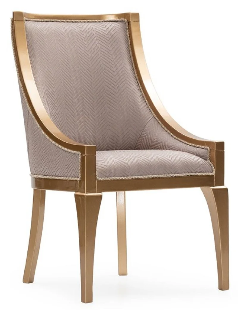 Casa Padrino Luxus Barock Esszimmer Stuhl 4er Set Grau / Gold - Barockstil Küchen Stühle - Prunkvolle Luxus Esszimmer Möbel im Barockstil - Barock Esszimmer Möbel - Edel & Prunkvoll