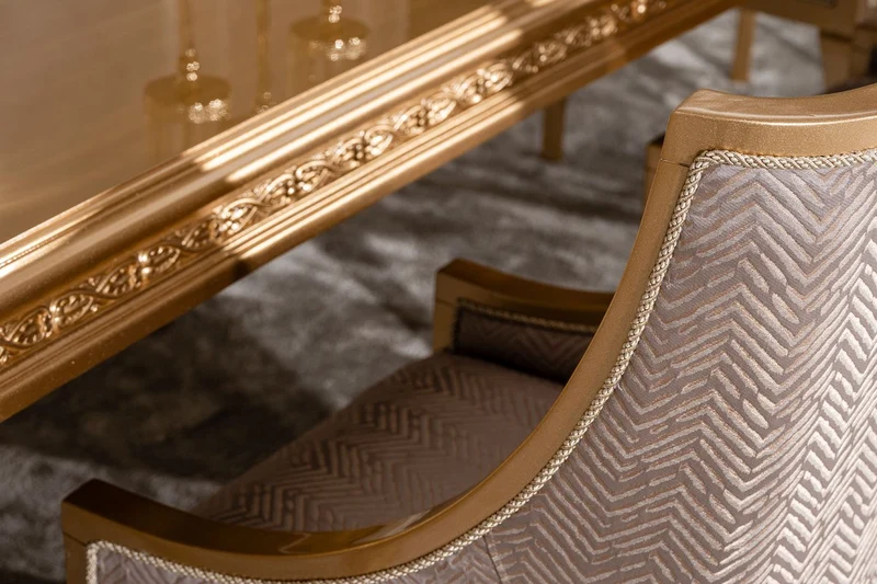 Casa Padrino Luxus Barock Esszimmer Stuhl 4er Set Grau / Gold - Barockstil Küchen Stühle - Prunkvolle Luxus Esszimmer Möbel im Barockstil - Barock Esszimmer Möbel - Edel & Prunkvoll
