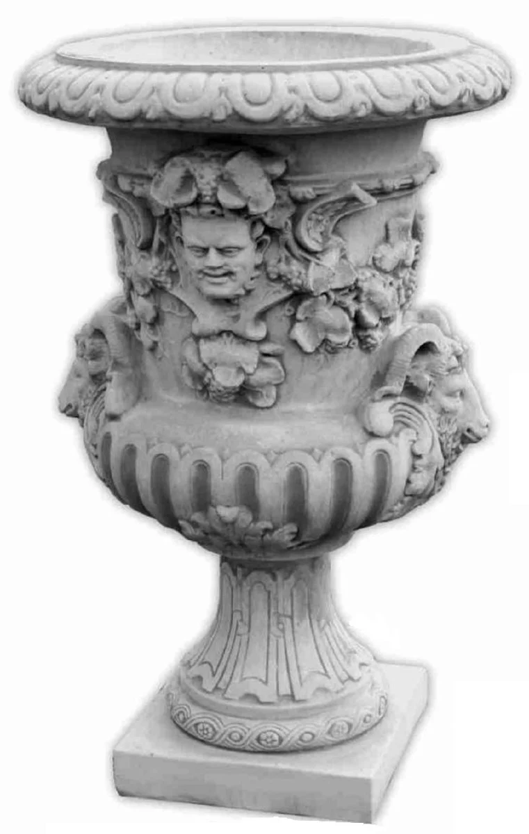 Casa Padrino Barock Garten Deko Blumentopf Grau Ø 84 x H. 130 cm - Prunkvoller Pflanzentopf im Barockstil - Barock Garten Deko - Barock Terrassen Deko - Barock Deko Accessoires
