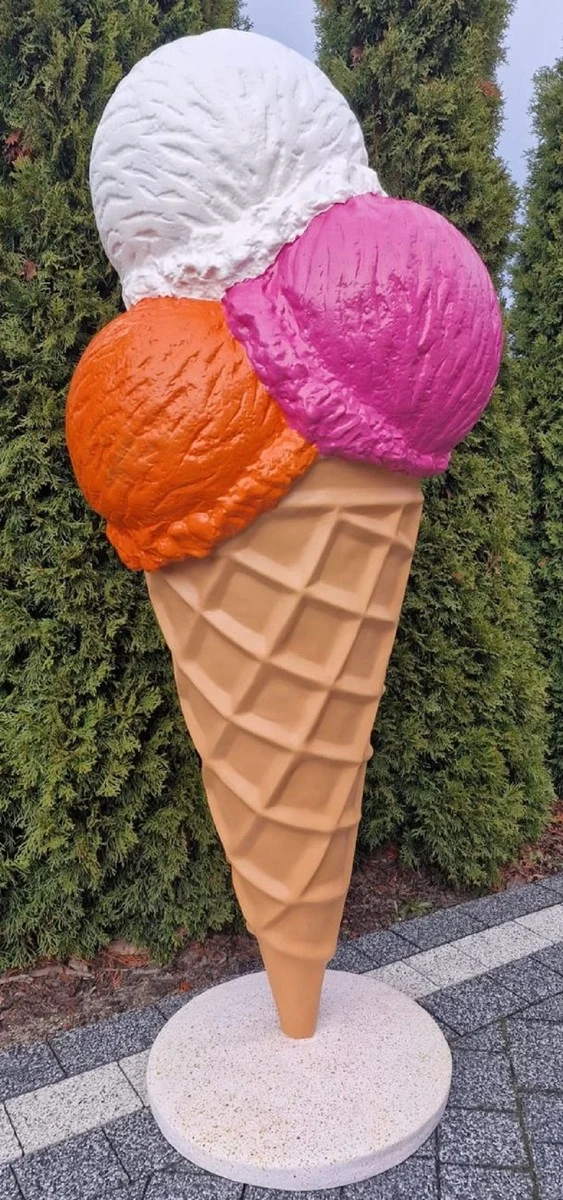 Casa Padrino Luxus Deko Eis im Hörnchen Mehrfarbig H. 185 cm - Großes Deko Eis - Wetterbeständiges XXL Deko Eis - Restaurant Dekoration - Gastronomie Dekoration - Eisdielen Dekoration