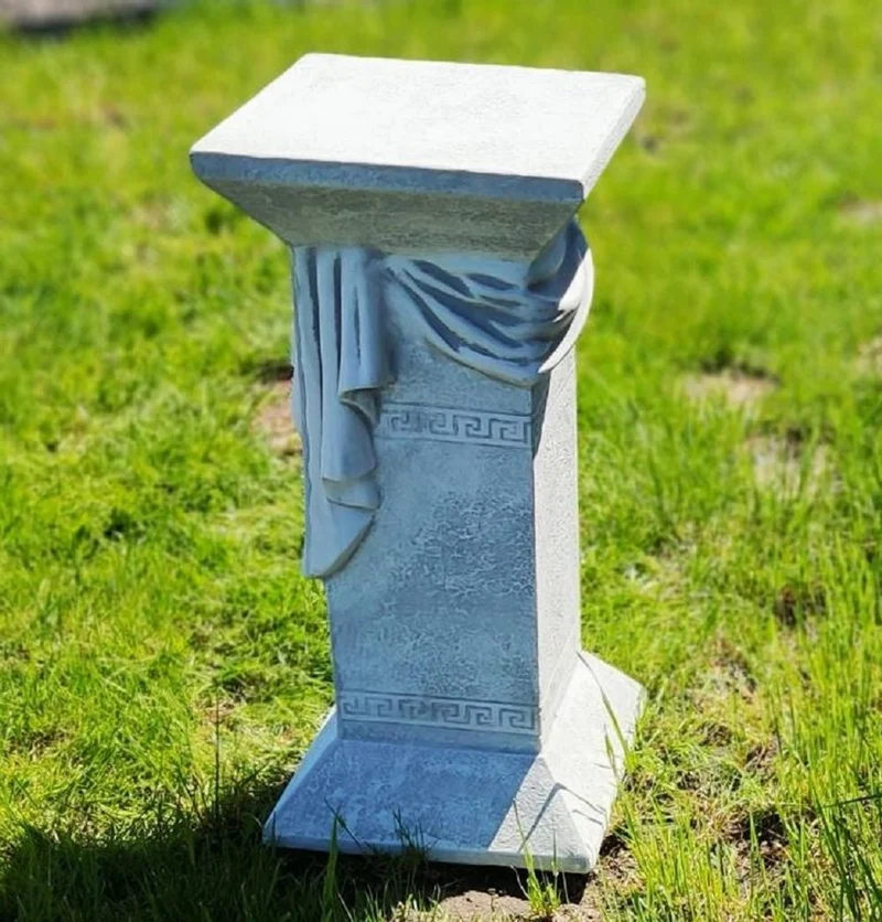 Casa Padrino Barock Säule Grau 30 x 30 x H. 66 cm - Prunkvolle Gartensäule im Barockstil - Quadratische Gartendeko Stein Säule - Barock Garten & Terrassen Deko Accessoires