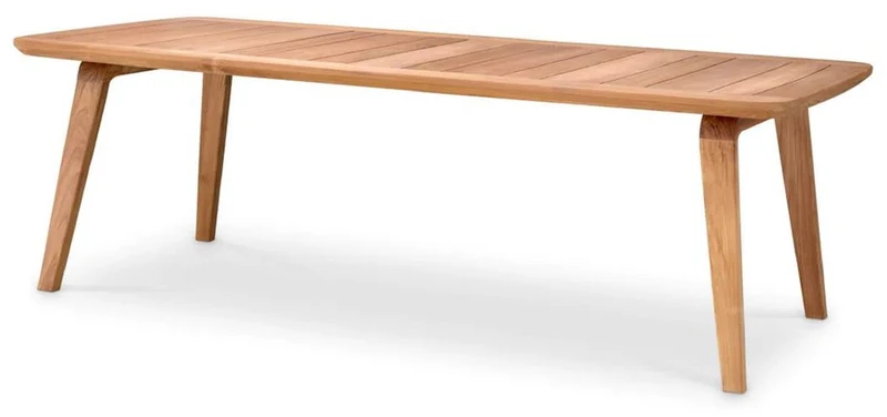 Casa Padrino Luxus Garten Esstisch Naturfarben 245 x 110 x H. 76 cm - Rechteckiger Teakholz Gartentisch - Esszimmer Möbel - Garten Möbel - Luxus Möbel - Luxus Qualität
