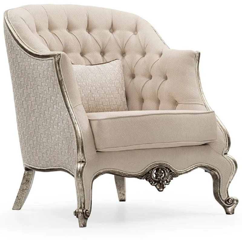 Casa Padrino Luxus Barock Wohnzimmer Set Braun / Creme / Antik Silber - 2 Sofas & 2 Sessel & 1 Couchtisch & 2 Beistelltische - Handgefertigte Wohnzimmer Möbel im Barockstil - Edel & Prunkvoll
