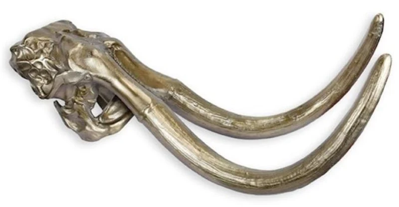 Casa Padrino Luxus Wanddeko Mammut Geweih Silber 92,3 x 39,5 x H. 39,5 cm - Aluminium Deko Geweih - Wohnzimmer Wanddeko - Aluminium Wanddeko
