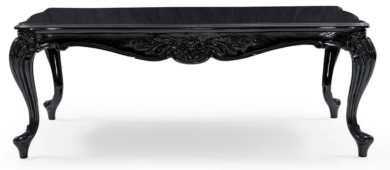 Casa Padrino Luxus Barock Couchtisch Schwarz - Handgefertigter Massivholz Wohnzimmertisch im Barockstil - Luxus Wohnzimmer Möbel im Barockstil - Barock Möbel - Edel & Prunkvoll