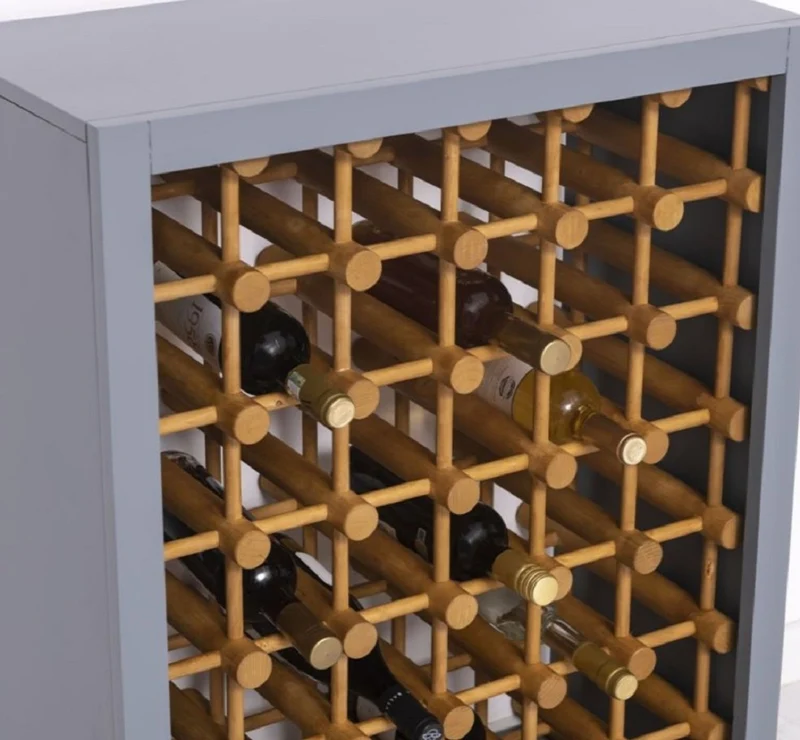 Casa Padrino Landhausstil Massivholz Weinschrank Grau / Naturfarben 68 x 35 x H. 68 cm - Massivholz Weinregal im Landhausstil - Massivholz Bar Möbel - Landhausstil Bar Möbel