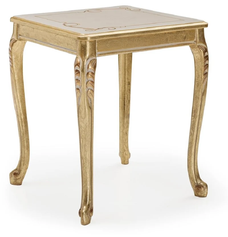Casa Padrino Luxus Barock Beistelltisch Gold / Creme / Weiß - Quadratischer Massivholz Tisch im Barockstil - Luxus Wohnzimmer Möbel im Barockstil - Barock Möbel - Edel & Prunkvoll