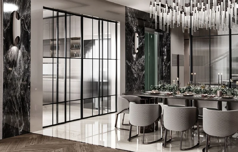 Casa Padrino Luxus Esszimmer Set Grau / Bronze - 1 Luxus Esstisch & 8 Luxus Esszimmer Stühle mit Armlehnen - Esszimmer Möbel - Luxus Möbel - Luxus Einrichtung