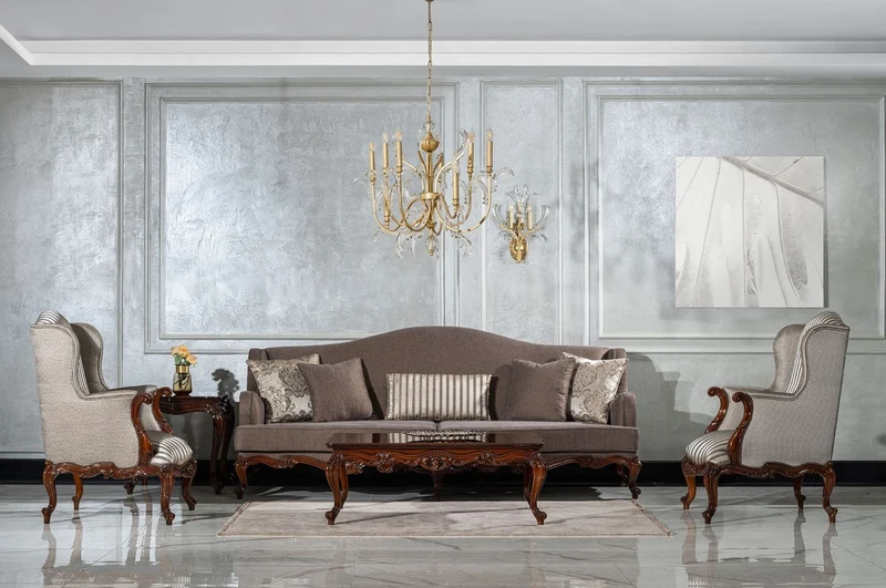 Casa Padrino Luxus Barock Wohnzimmer Sofa Grau / Braun - Handgefertigtes Barockstil Sofa mit dekorativen Kissen - Luxus Wohnzimmer Möbel im Barockstil - Barock Möbel - Edel & Prunkvoll
