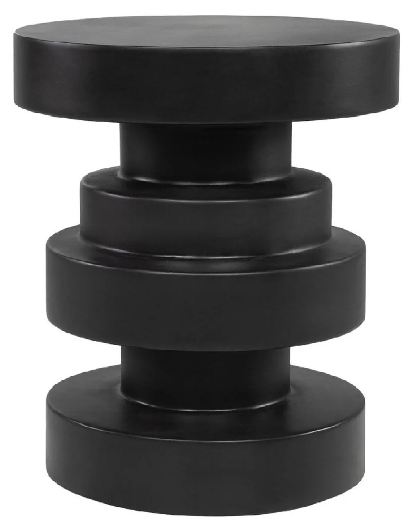 Casa Padrino Luxus Beistelltisch / Hocker Schwarz Ø 38 x H. 45 cm - Runder Glasfaserverstärkter Tisch / Sitzhocker - Wohnzimmer Möbel - Luxus Möbel - Luxus Interior