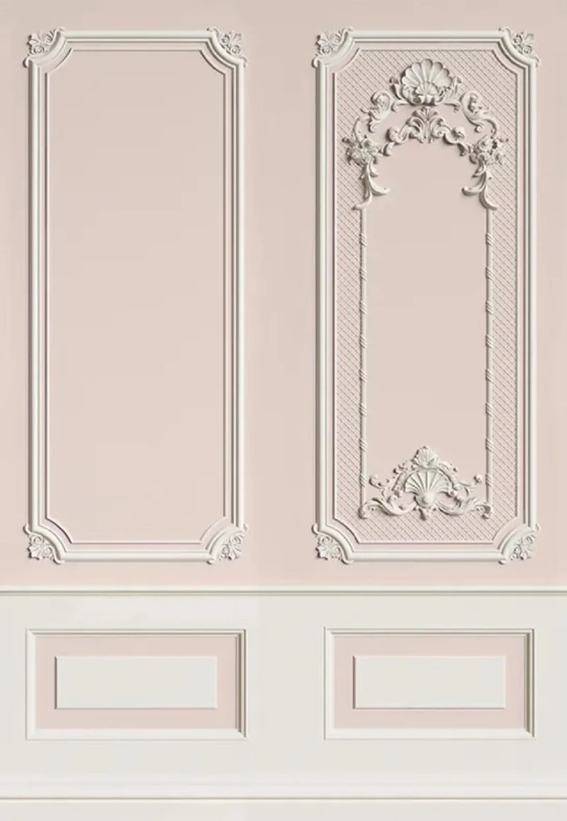 Casa Padrino Luxus Barock Vliestapete Rosa / Grau - Barockstil Wohnzimmer Tapete mit elegantem Stuck Muster - Wanddeko im Barockstil - Barock Tapeten - Tapeten im Barockstil - Barock Deko