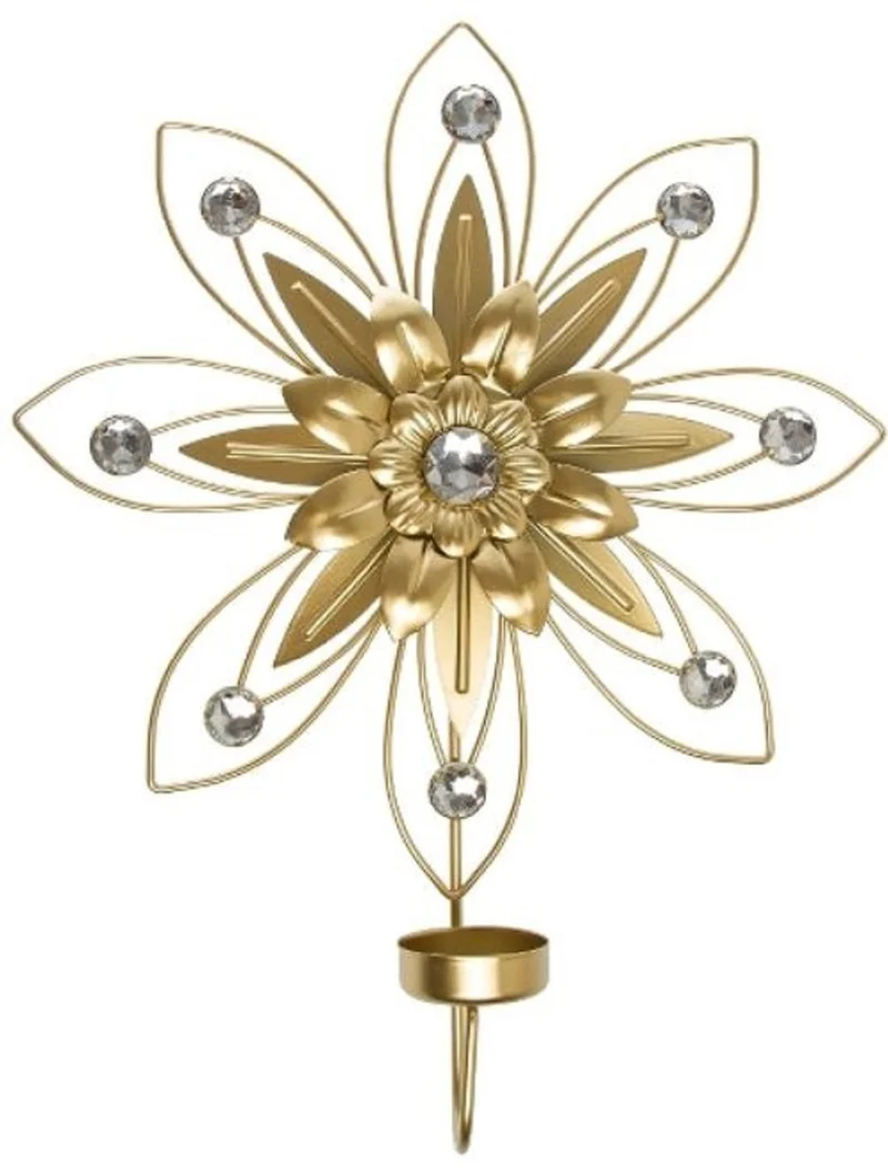 Casa Padrino Designer Wandkerzenhalter 4er Set Gold 26 x 6 x H. 32 cm - Dekorative Wanddeko