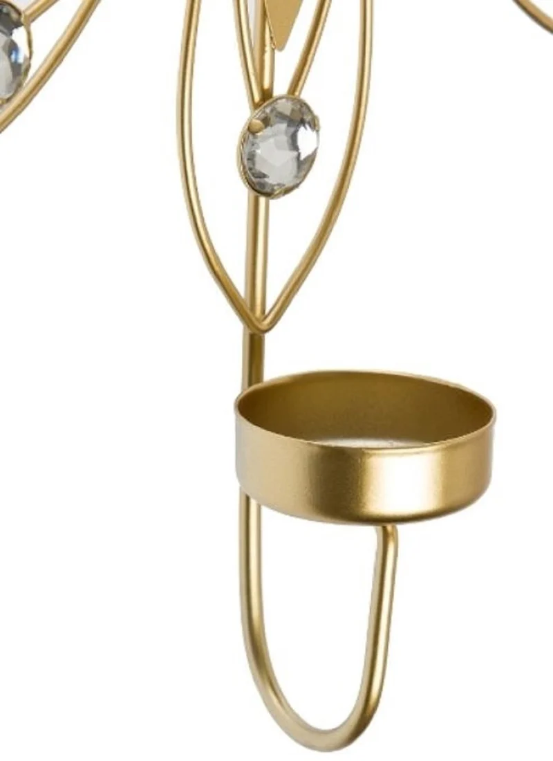 Casa Padrino Designer Wandkerzenhalter 4er Set Gold 26 x 6 x H. 32 cm - Dekorative Wanddeko