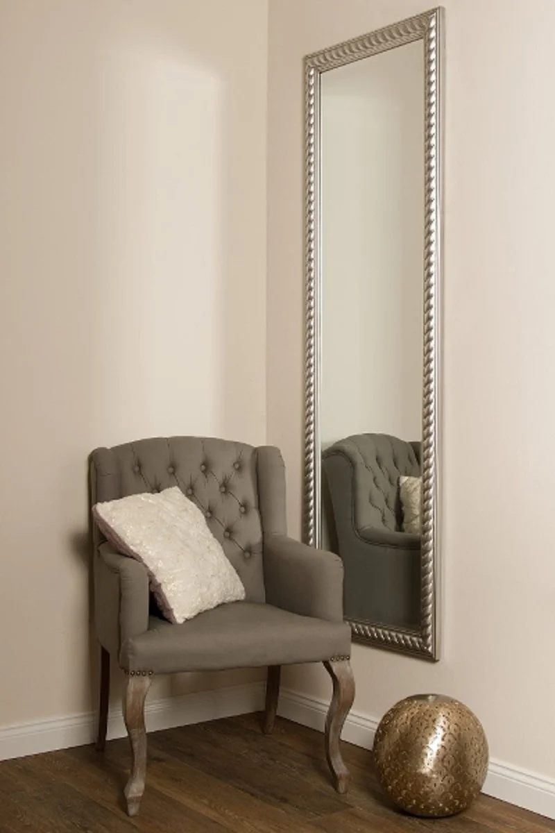 Casa Padrino Barock Spiegel / Wandspiegel Antik Silber 62 x H. 187 cm - Barockmöbel