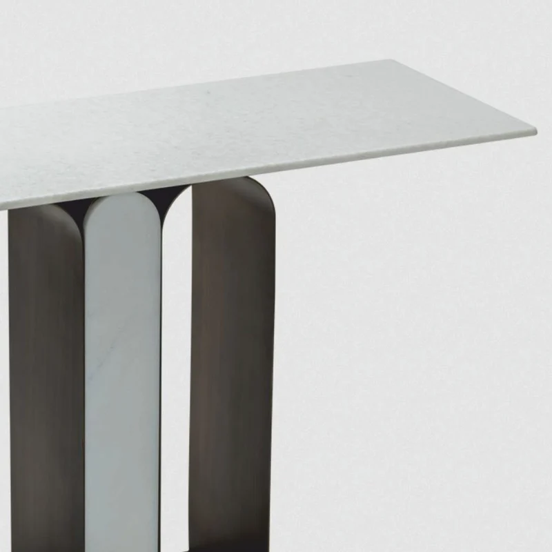 Casa Padrino Luxus Metall Konsole mit Marmorplatte Antik Messing / Weiß 150 cm