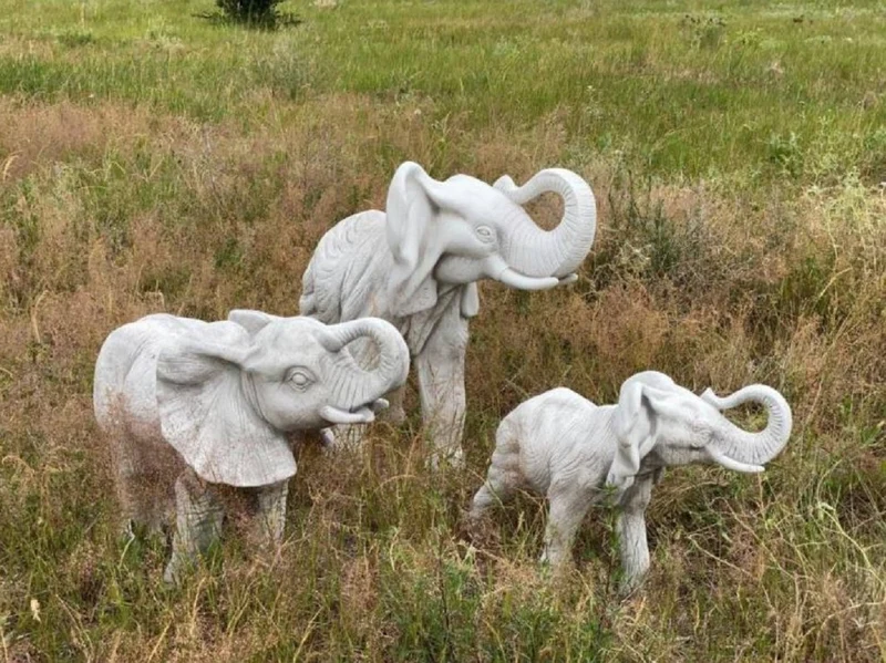 Casa Padrino Gartendeko Skulptur Elefant Grau 83 x 37 x H. 67 cm - Garten Deko Stein Figur - Garten Stein Skulpturen - Garten Deko Accessoires