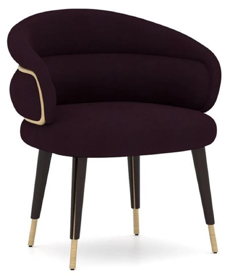 Casa Padrino Luxus Esszimmer Stuhl 6er Set Lila / Schwarz / Beige - Küchen Stühle mit Armlehnen - Esszimmer Möbel - Restaurant Möbel - Hotel Möbel - Luxus Möbel