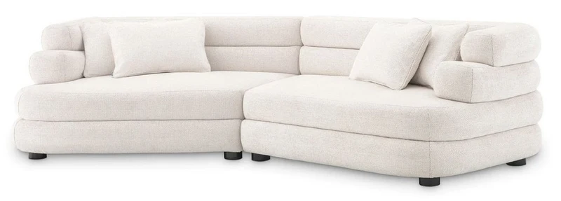 Casa Padrino Luxus Sofa Weiß / Schwarz 300 x 125 x H. 73 cm - Gebogenes Wohnzimmer Sofa - Hotel Sofa - Wohnzimmer Möbel - Hotel Möbel - Luxus Möbel - Luxus Einrichtung