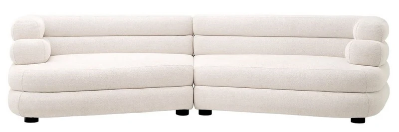 Casa Padrino Luxus Sofa Weiß / Schwarz 300 x 125 x H. 73 cm - Gebogenes Wohnzimmer Sofa - Hotel Sofa - Wohnzimmer Möbel - Hotel Möbel - Luxus Möbel - Luxus Einrichtung
