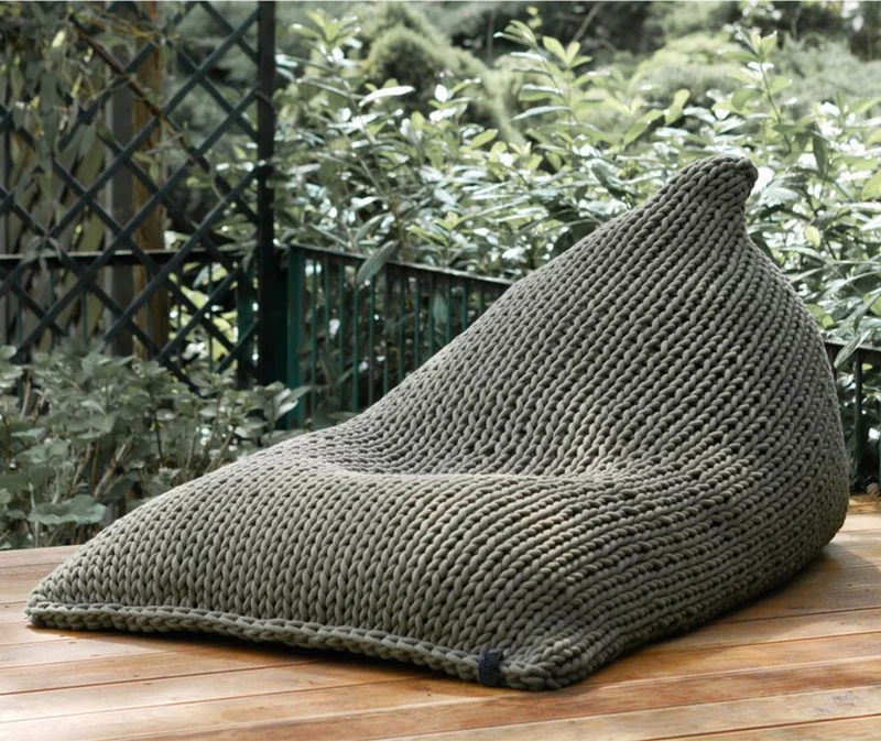 Casa Padrino Luxus Sitzsack Grün 90 x 140 cm - XXL Baumwoll Sitzsack mit Wasserdichter Innenhülle - Wohnzimmer Accessoires - Garten Accessoires - Luxus Accessoires