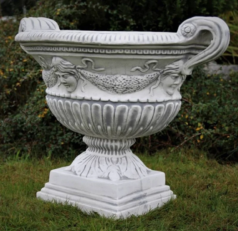 Casa Padrino Barock Garten Deko Blumentopf Grau 66 x 60 x H. 54 cm - Prunkvoller Pflanzentopf im Barockstil - Barock Garten Deko - Barock Terrassen Deko - Barock Deko Accessoires