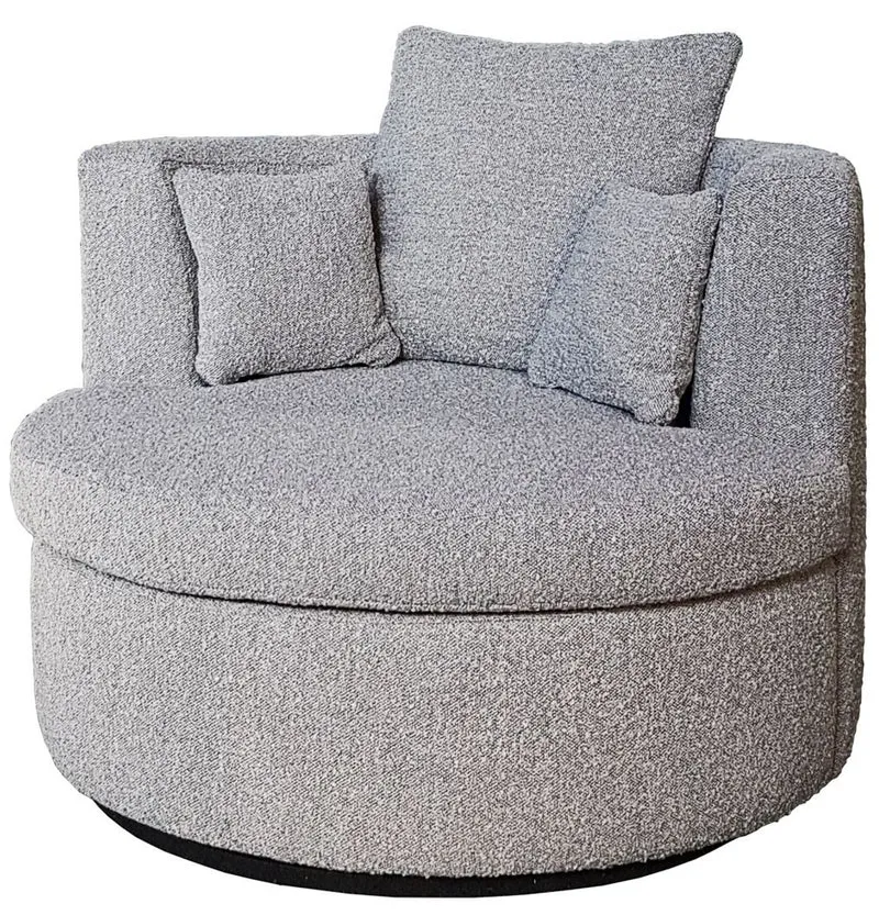 Casa Padrino Luxus Drehsessel Grau / Schwarz Ø 95 x H. 89 cm - Runder Wohnzimmer Sessel - Hotel Sessel - Wohnzimmer Möbel - Hotel Möbel - Luxus Möbel - Luxus Qualität