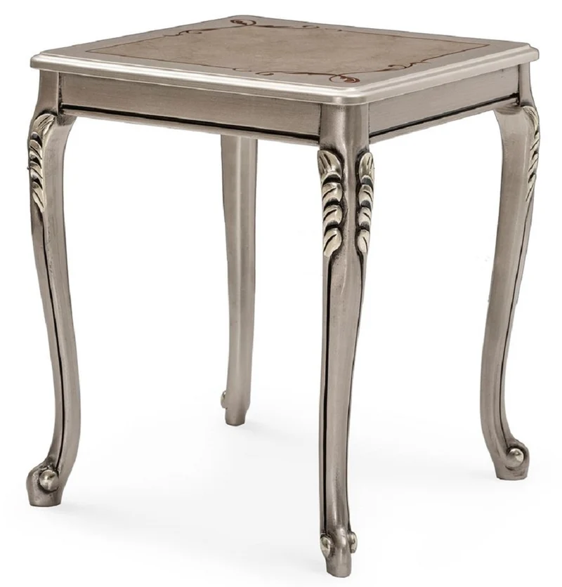 Casa Padrino Luxus Barock Beistelltisch Silber - Quadratischer Massivholz Tisch im Barockstil - Luxus Wohnzimmer Möbel im Barockstil - Barock Möbel - Edel & Prunkvoll