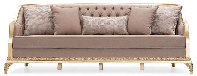 Casa Padrino Luxus Barock Wohnzimmer Sofa Braun / Gold - Handgefertigtes Barockstil Sofa mit dekorativen Kissen - Luxus Wohnzimmer Möbel im Barockstil - Barock Möbel
