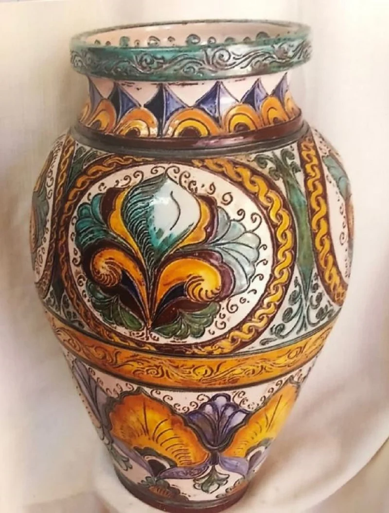 Casa Padrino Luxus Barock Vase Mehrfarbig - Handgefertigte Barockstil Keramik Blumenvase - Barock Deko Accessoires - Luxus Qualität - Made in Italy