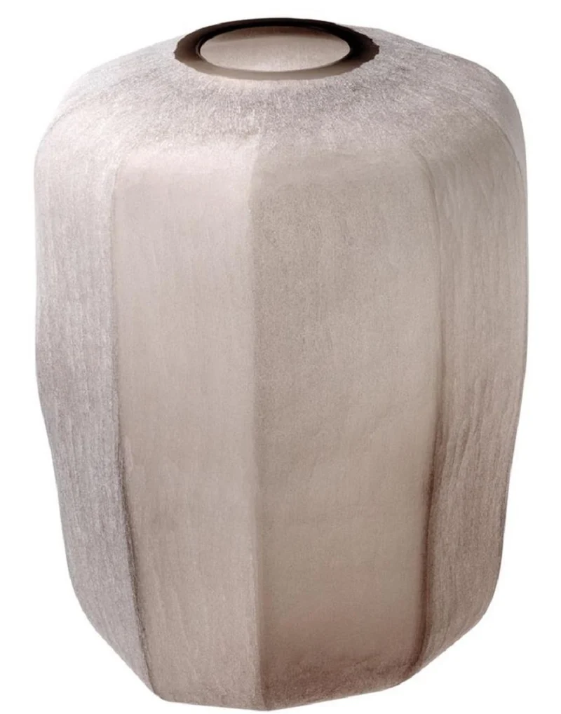 Casa Padrino Luxus Vase Sandfarben Ø 33 x H. 42 cm - Luxus Wohnzimmer Dekoration