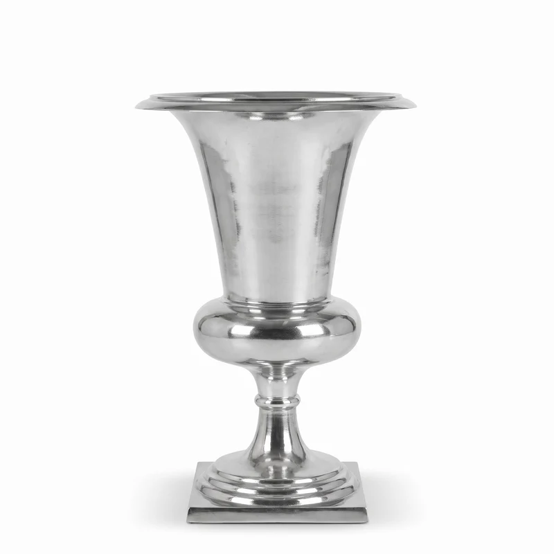 Casa Padrino Designer Aluminium Vase Silber Ø 35 x H. 60 cm - Luxus Blumenvase im Pokal Design