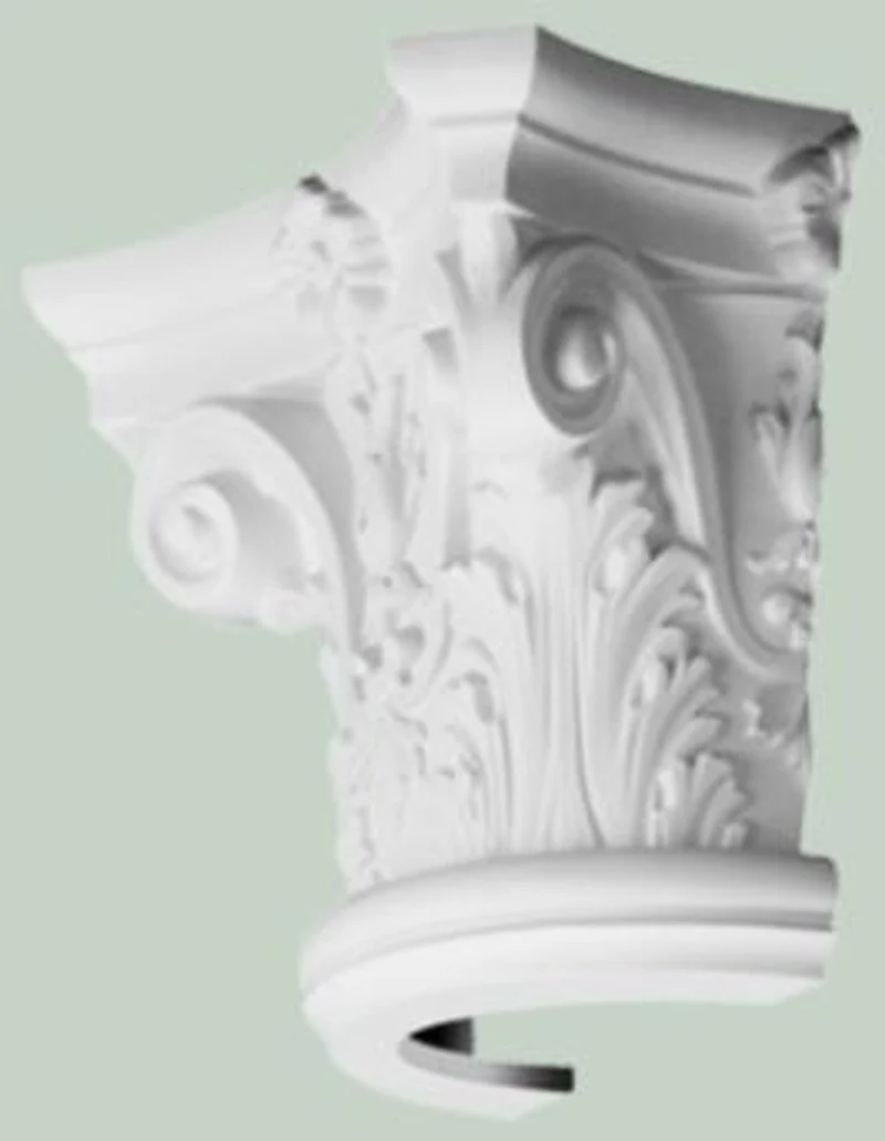 Casa Padrino Barock Zierelement Säulen Kopfteil Weiß 36 x 18 x H. 30 cm - Prunkvolle Wanddeko - Barock Deko