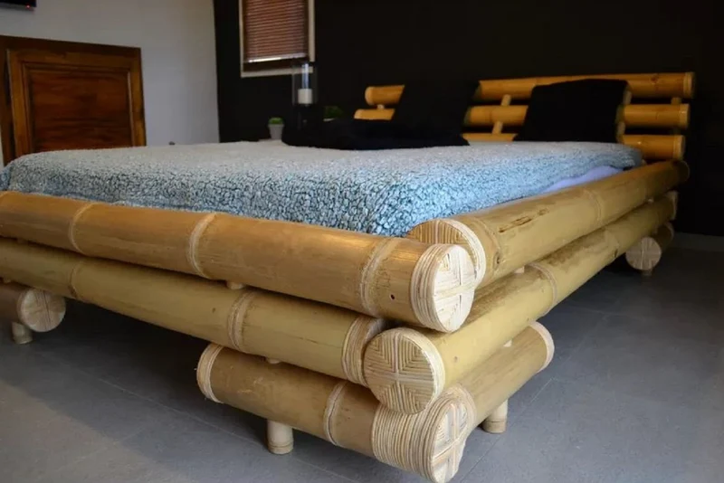 Casa Padrino Luxus Doppelbett Naturfarben 170 x 240 x H. 81 cm - Bambus Bett - Schlafzimmer Möbel - Bambus Möbel - Luxus Möbel - Luxus Einrichtung