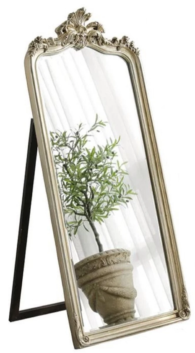 Casa Padrino Luxus Barock Standspiegel Antik Silber - Prunkvoller Barockstil Spiegel - Luxus Schlafzimmer Möbel im Barockstil - Barock Möbel - Luxus Qualität - Made in Italy