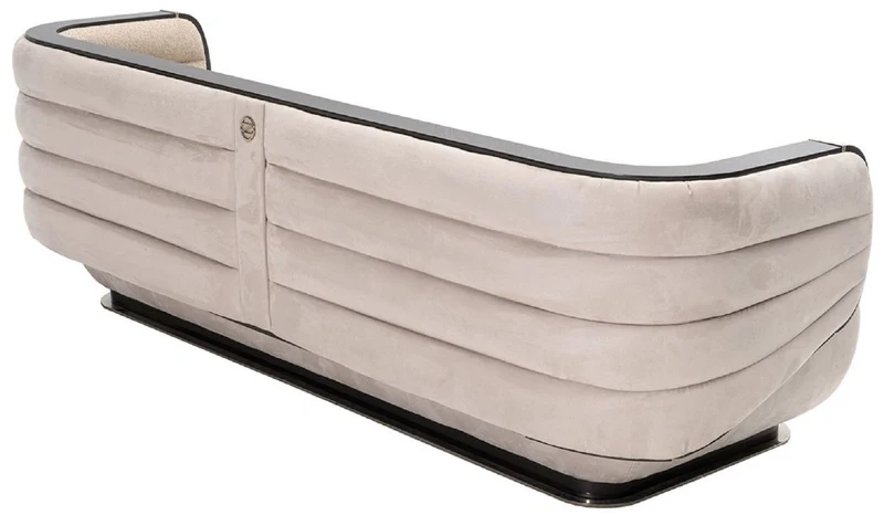 Casa Padrino Luxus Sofa Creme / Grau / Schwarz / Gold 275 x 95 x H. 80 cm - Wohnzimmer Sofa - Hotel Sofa - Wohnzimmer Möbel - Wohnzimmer Einrichtung - Hotel Möbel - Luxus Möbel - Luxus Einrichtung