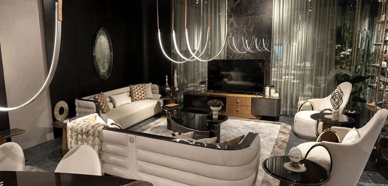 Casa Padrino Luxus Sofa Creme / Grau / Schwarz / Gold 275 x 95 x H. 80 cm - Wohnzimmer Sofa - Hotel Sofa - Wohnzimmer Möbel - Wohnzimmer Einrichtung - Hotel Möbel - Luxus Möbel - Luxus Einrichtung