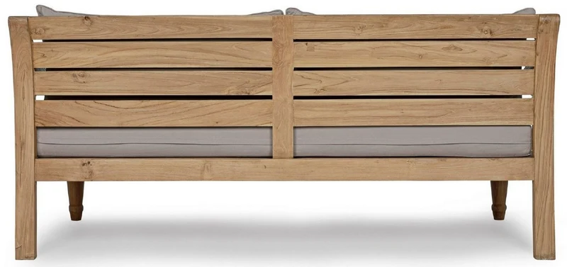 Casa Padrino Luxus Gartensofa Grau / Naturfarben 165 x 80 x H. 75 cm - Rustikales Teakholz Garten Sofa mit Kissen - Massivholz Garten Möbel - Rustikale Garten Möbel - Luxus Garten Möbel