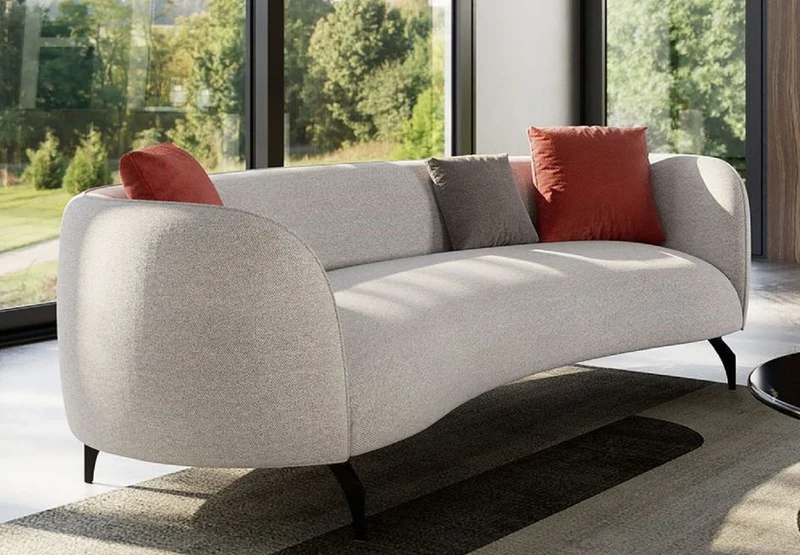 Casa Padrino Luxus Sofa Grau / Schwarz 240 x 102 x H. 70 cm - Gebogenes Wohnzimmer Sofa - Hotel Sofa - Wohnzimmer Möbel - Hotel Möbel - Luxus Möbel - Luxus Einrichtung - Wohnzimmer Einrichtung